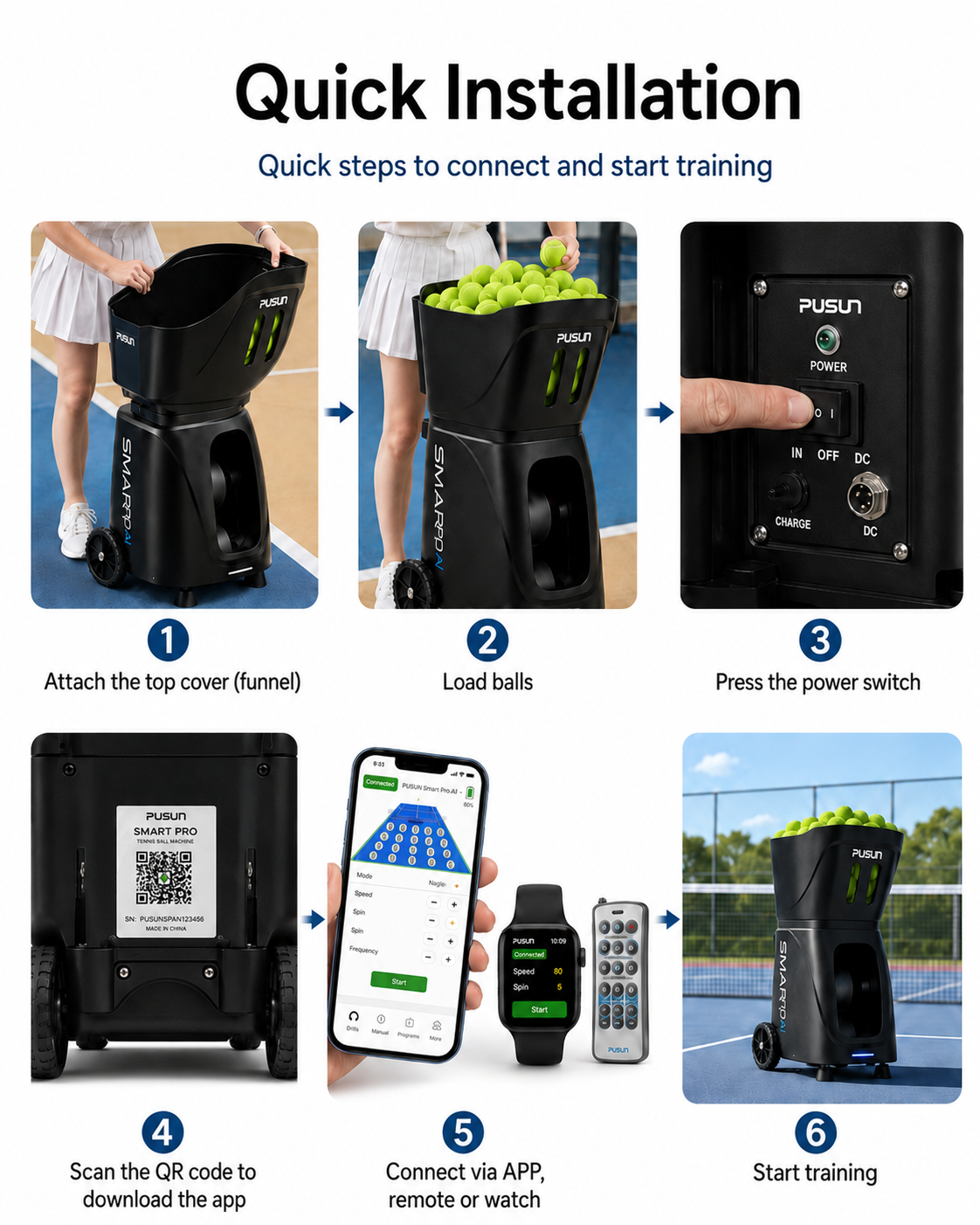 PUSUN Smart Pro AI | Padel & Tennis Ball Machine