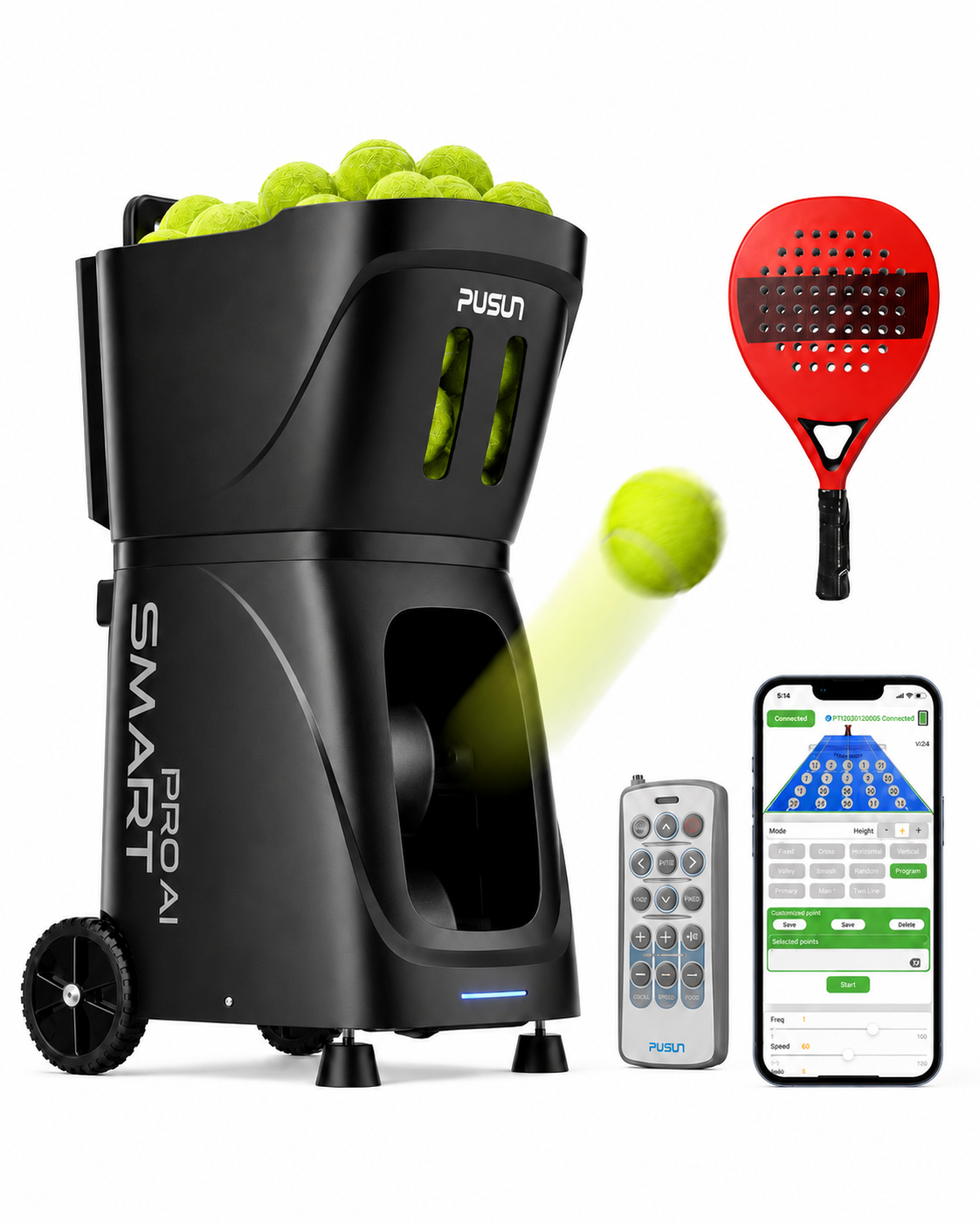 PUSUN Smart Pro AI | Padel & Tennis Ball Machine
