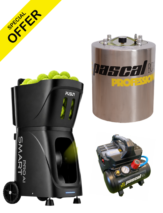 PUSUN PT Smart Pro AI + PascalBox Pro + NUAIR Compressor | Advanced AI Padel & Tennis Training Pack