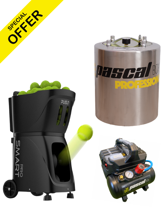 PUSUN PT Smart Pro + PascalBox Pro + NUAIR Compressor | Professional Padel & Tennis Training Pack